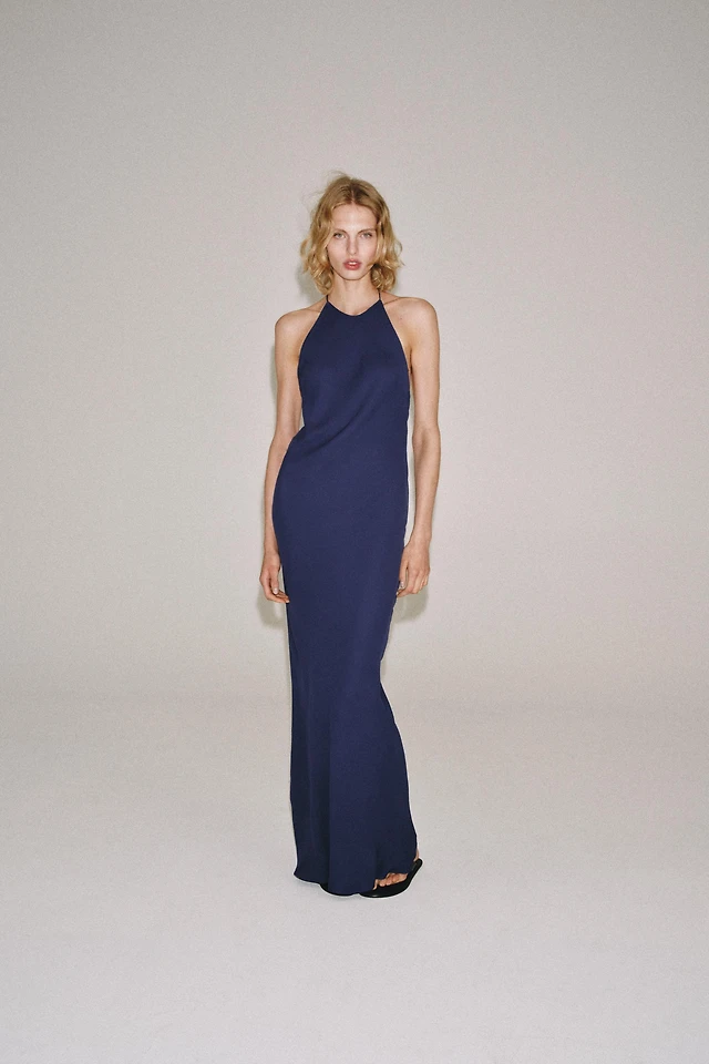 blue printed halter neck dress zara ANIMAL PRINT ZW COLLECTION at Mall of America® in Bloomington, MN Shower & Rehearsal Dresses