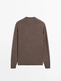 Pull à col en V maille de laine mélangée