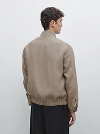 Veste bomber total look lin délavé