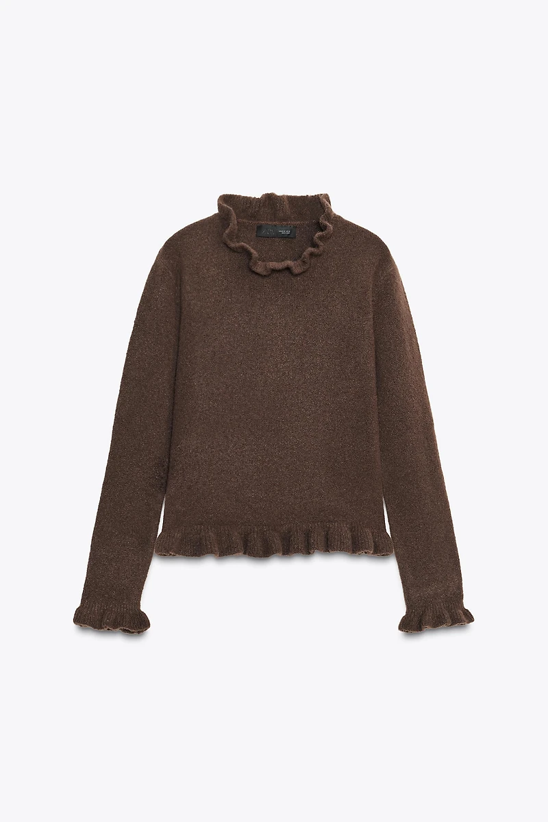 RUFFLED KNIT SWEATER