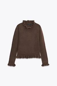 RUFFLED KNIT SWEATER