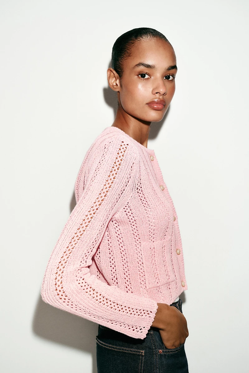 POINTELLE KNIT CARDIGAN