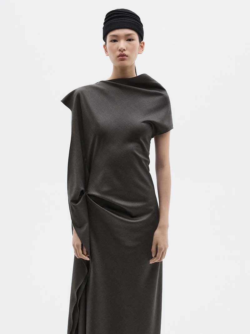 Robe longue à col fantaisie - LIMITED