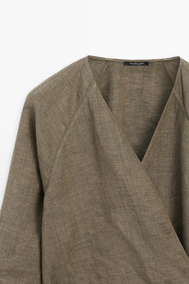 100% linen shirt with tie detail