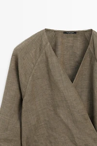 100% linen shirt with tie detail