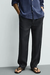 100% LINEN PLEATED PANTS