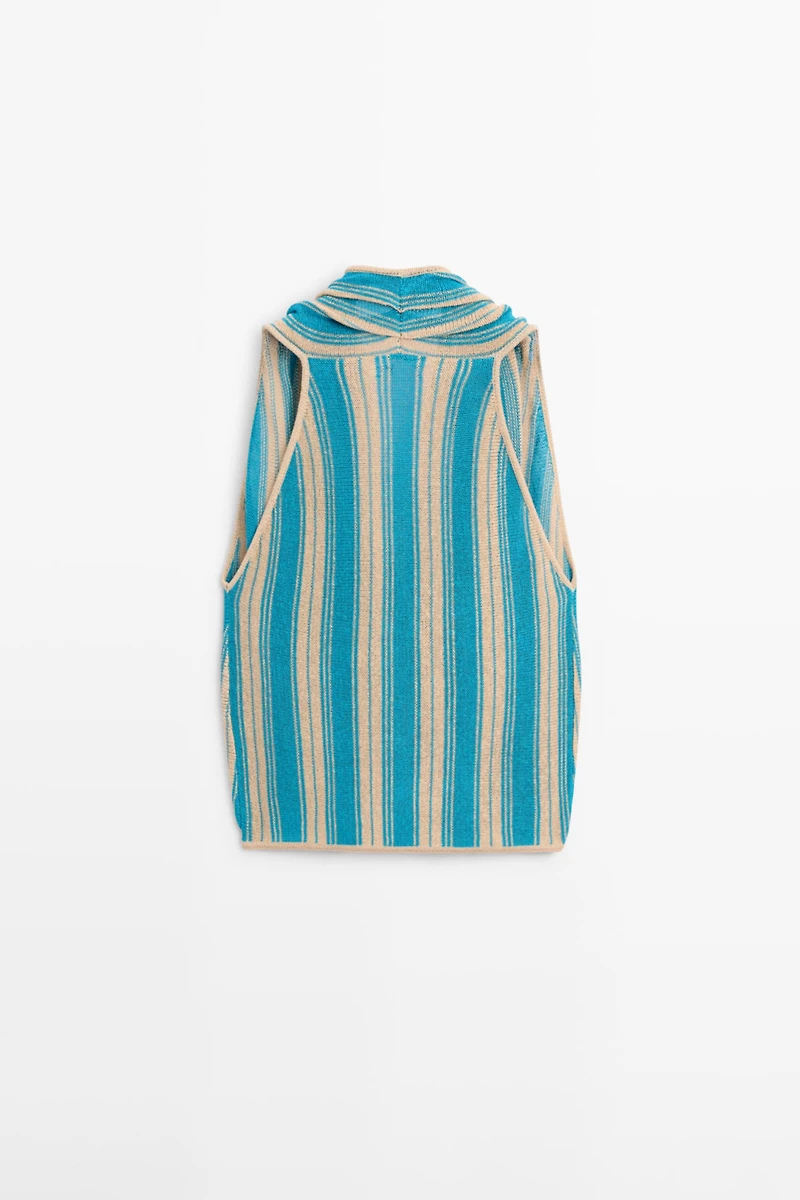 Striped linen blend surplice top