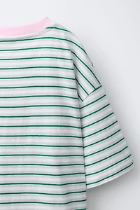 EMBROIDERED STRIPED T-SHIRT WITH PENN