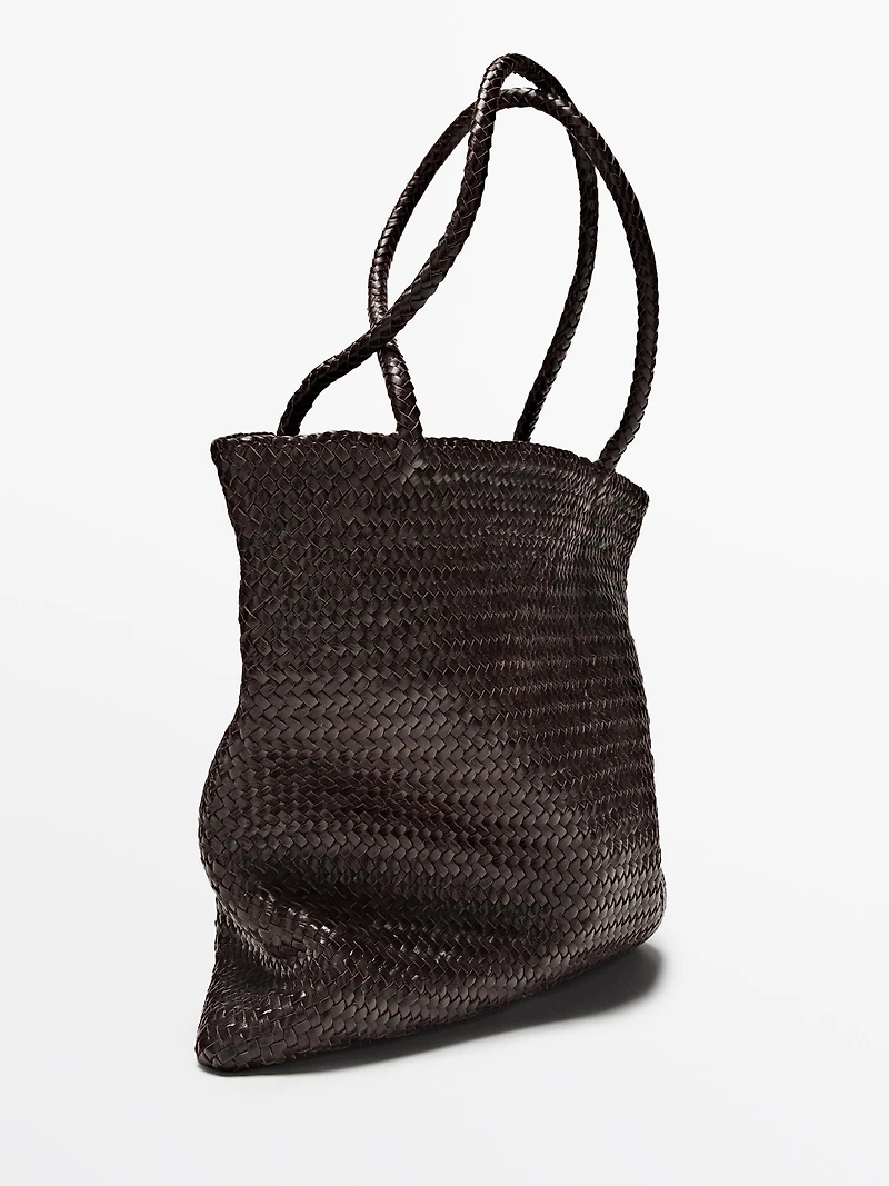 Medium braided nappa leather tote bag