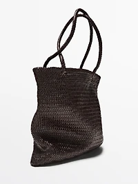 Medium braided nappa leather tote bag