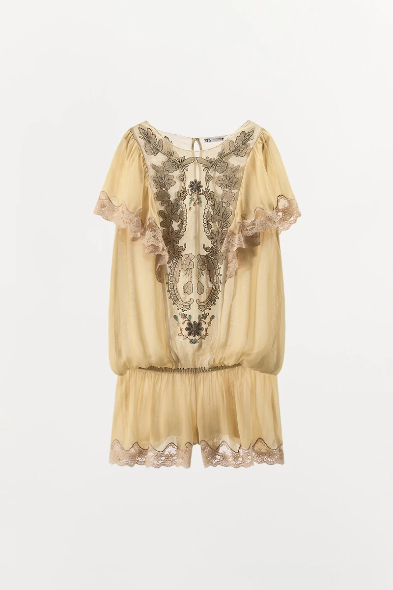 COMBINAISON TULLE BRODERIES FANTAISIE