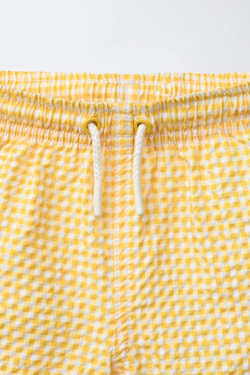 2-6 YEARS/ GINGHAM SWIM SHORTS