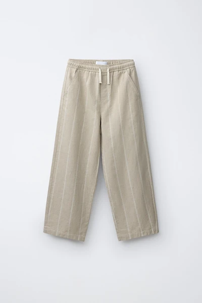 STRIPED COTTON LINEN PANTS