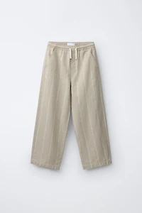 STRIPED COTTON LINEN PANTS