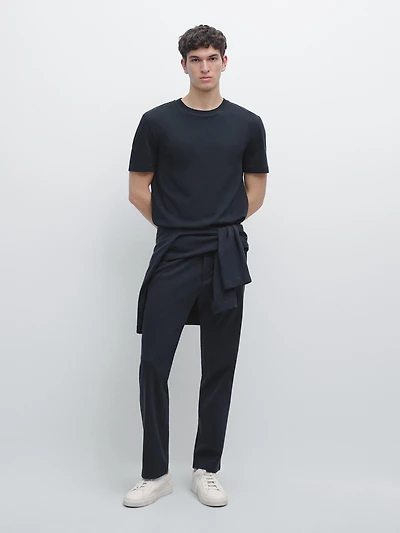 Straight-leg cotton blend trousers
