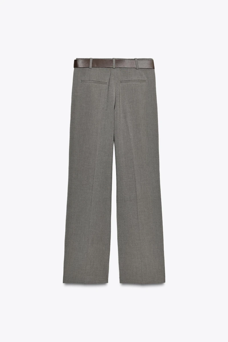 STRAIGHT LEG BELTED PANTS