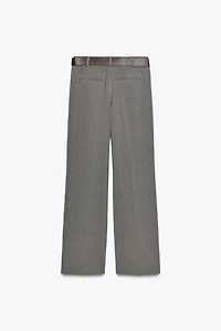 STRAIGHT LEG BELTED PANTS