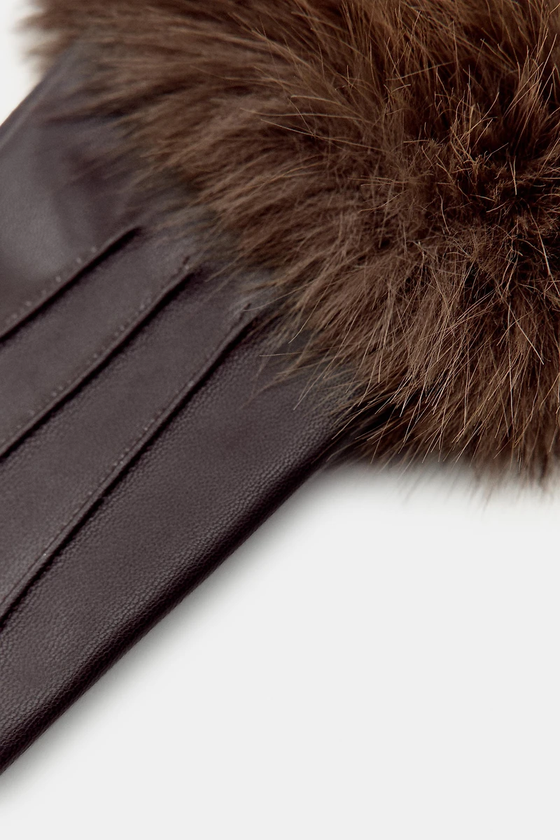 GANTS COURTS MATIÈRE SYNTHÉTIQUE EFFET FOURRURE