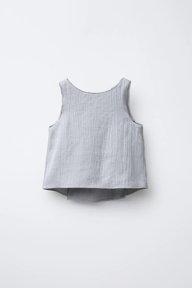 CRINKLED EFFECT SATIN TOP