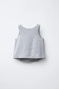 CRINKLED EFFECT SATIN TOP