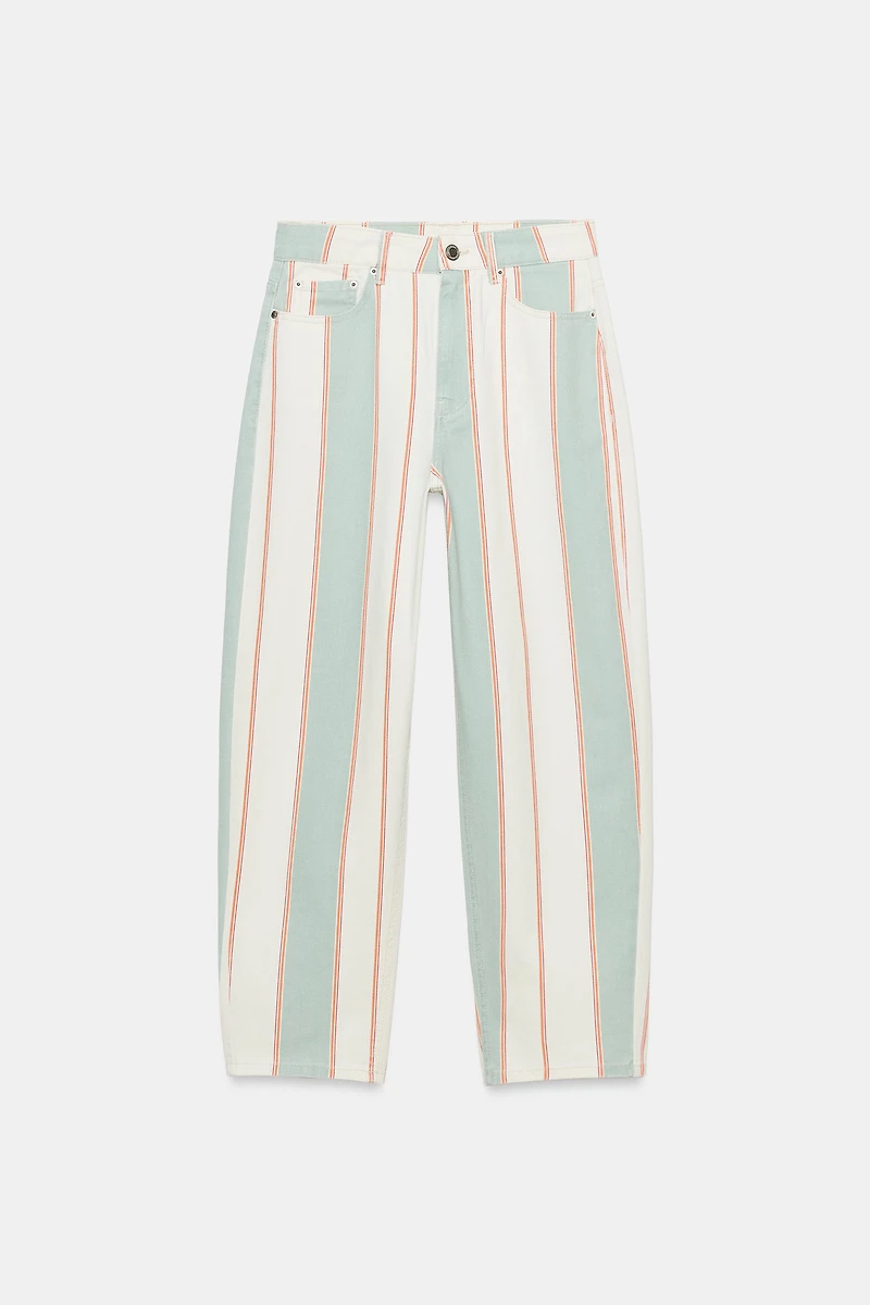 ZW COLLECTION MID-RISE STRIPED TAPERED JEANS