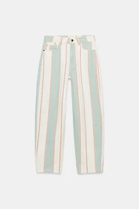 ZW COLLECTION MID-RISE STRIPED TAPERED JEANS