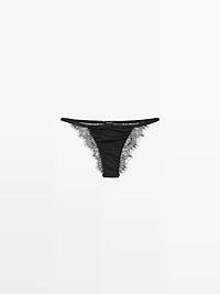 Silk blend briefs with lace detail