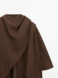 Check linen blend cape