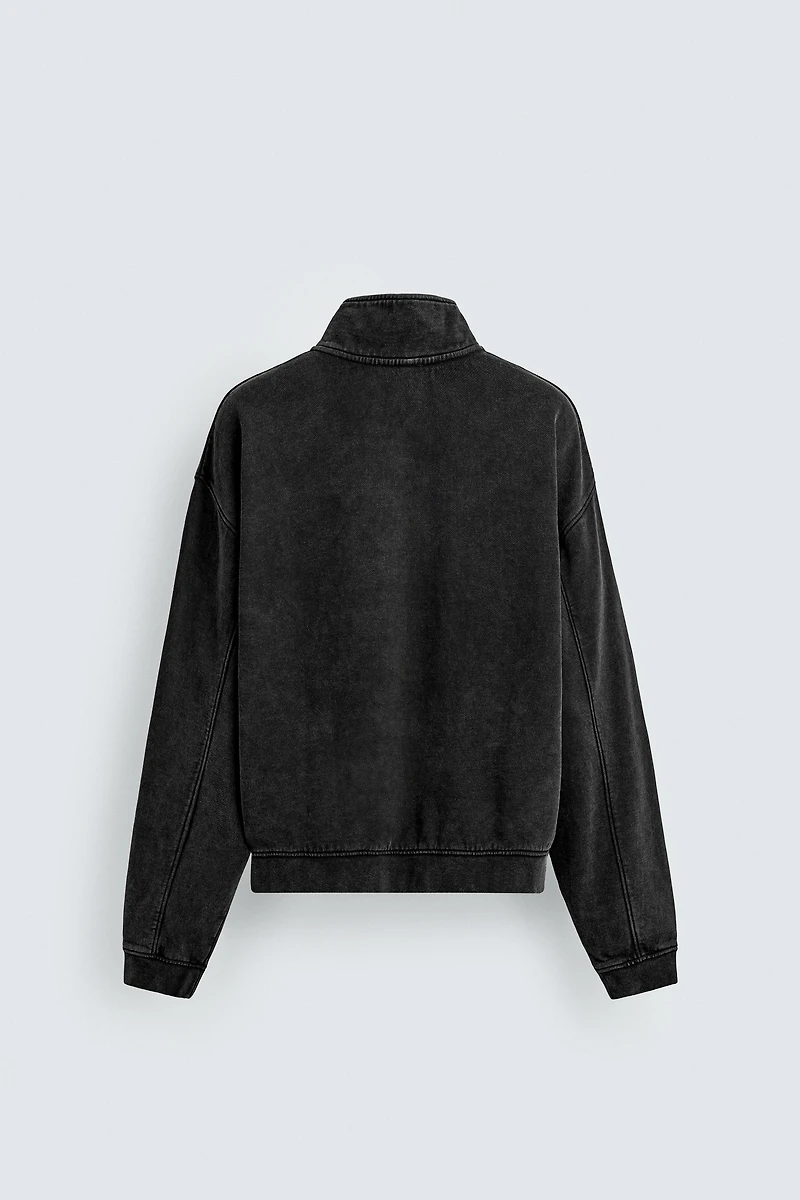 WASHED QUARTER-ZIP SWEATSHIRT