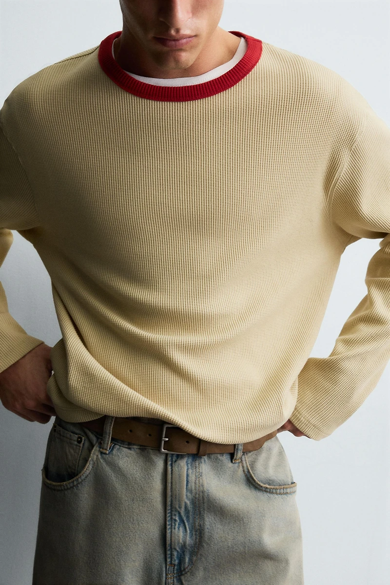T-SHIRT STRUCTURE QUADRILLÉE CONTRASTE