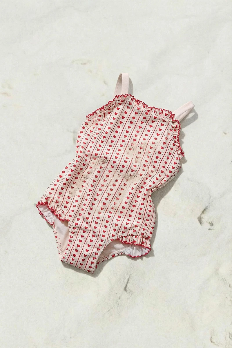 1-6 YEARS/ HEART PRINT SWIMSUIT