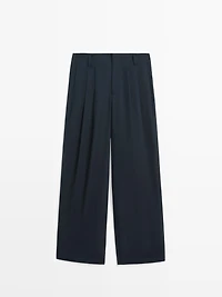 Pantalon barrel fit à pinces en coton