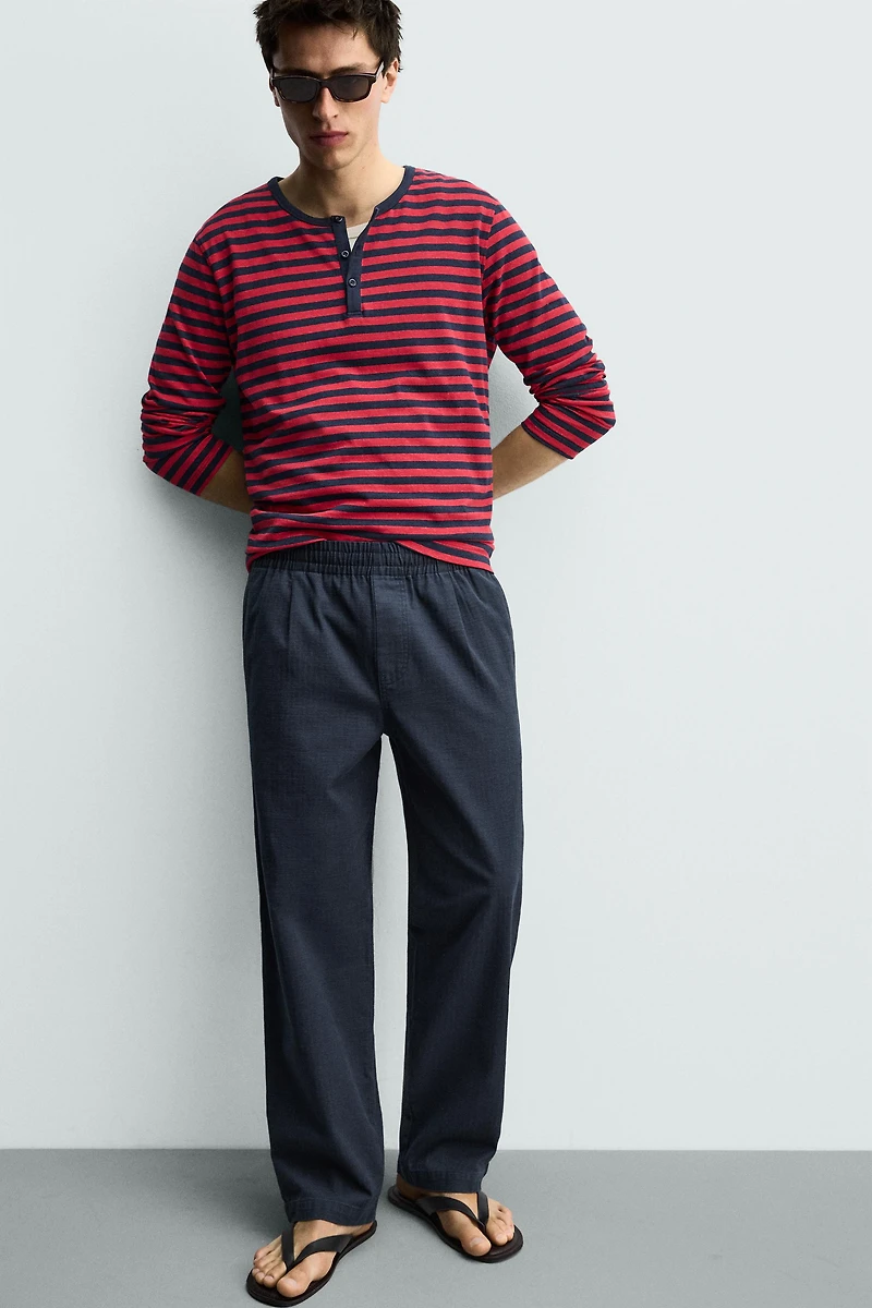 HERRINGBONE RELAXED FIT PANTS