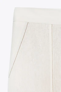 STRAIGHT LINEN PANTS WITH CONTRAST STITCHING