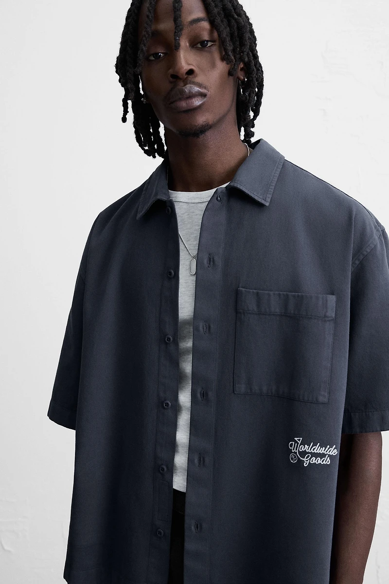 EMBROIDERED TEXTURED OVERSHIRT