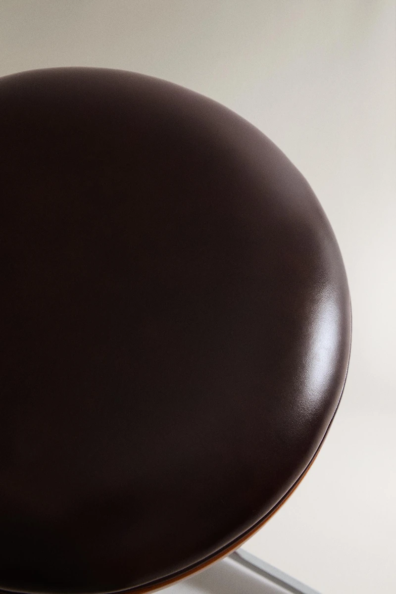 TABOURET CUIR ET ACIER INOXYDABLE