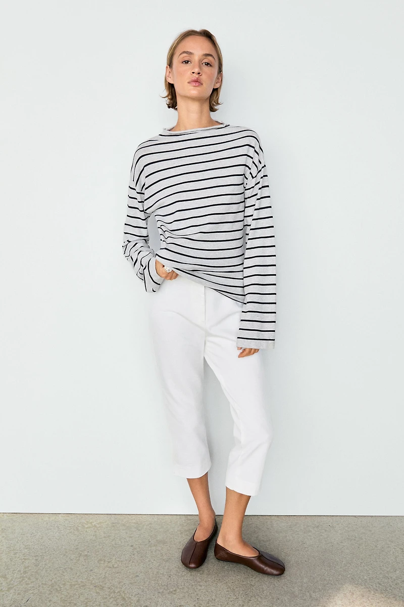 Pull en maille à rayures 100 % coton