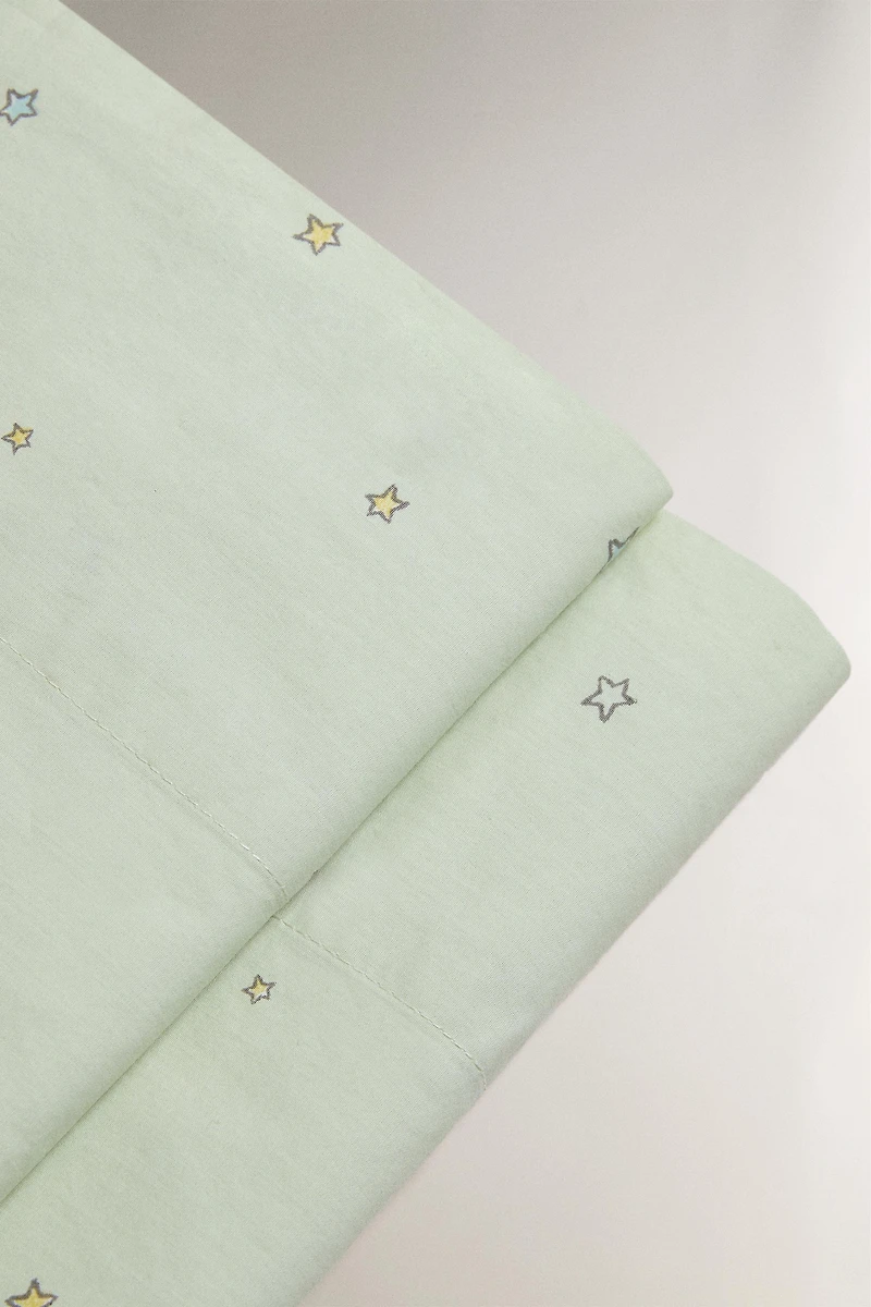 KIDS' COTTON STAR PRINT FLAT SHEET