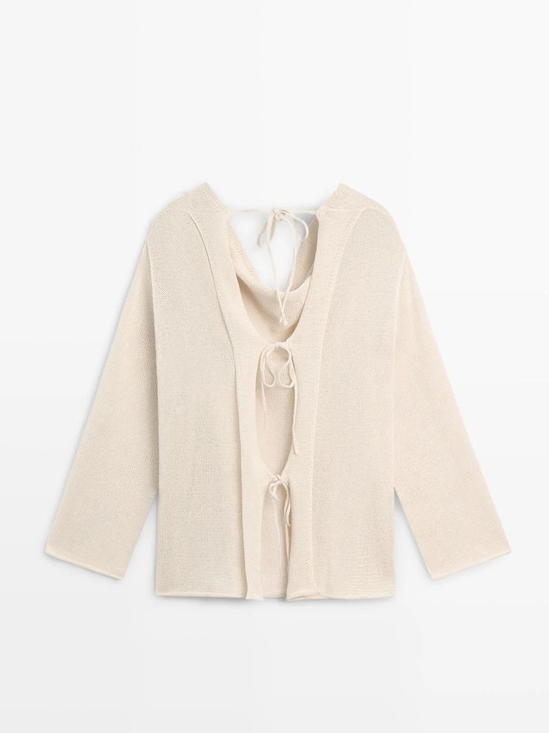 Pull en maille à liens au dos 100 % coton