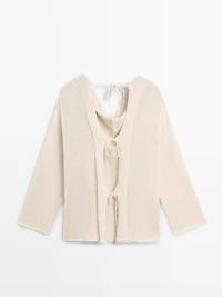 Pull en maille à liens au dos 100 % coton
