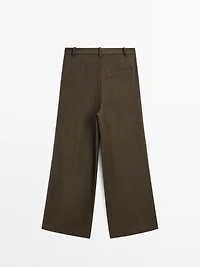 Wide-leg cropped trousers with darts