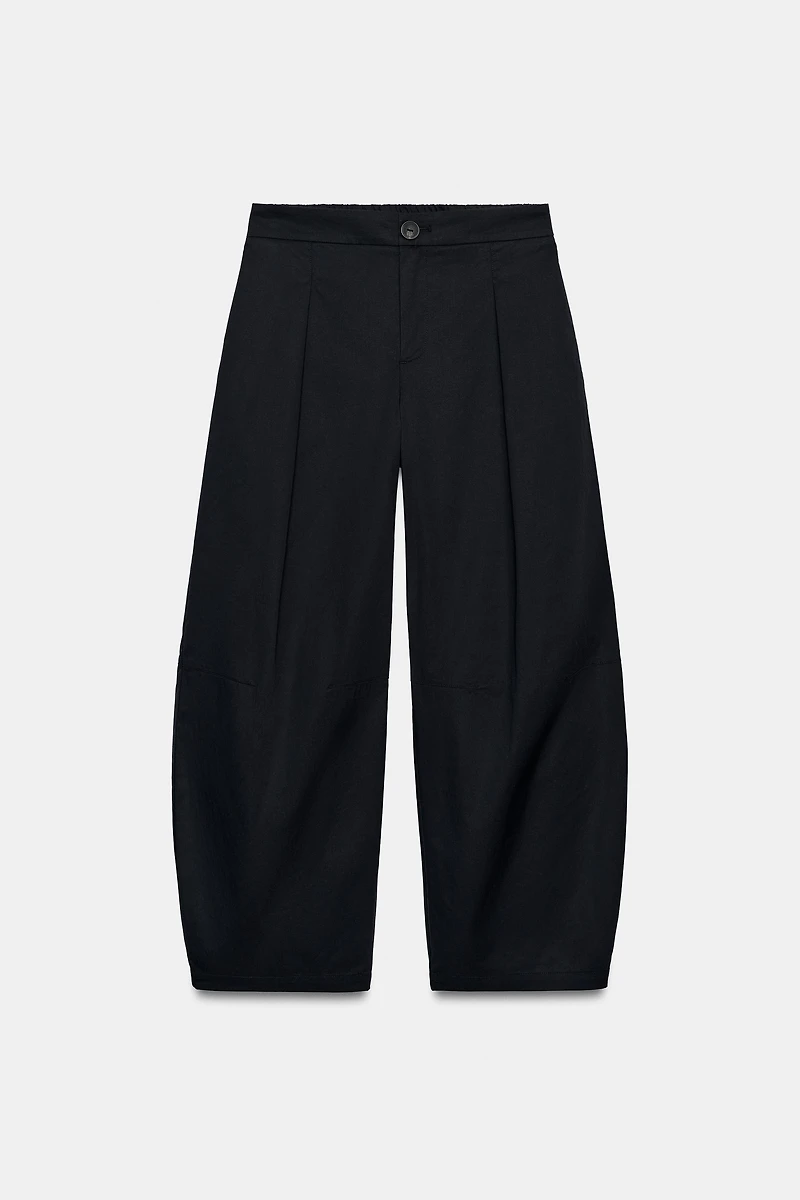 POPLIN BARREL PANTS