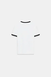 ZARA TRIM T-SHIRT WITH BROOCH