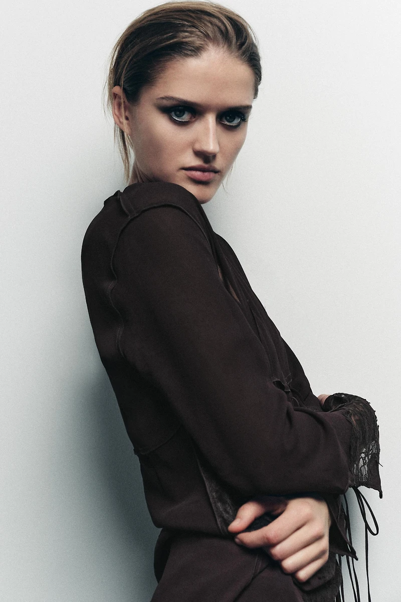 GEORGETTE LACE TIE SHIRT