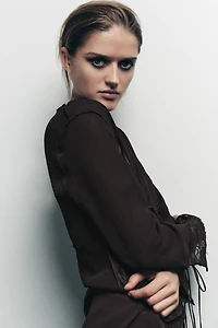 GEORGETTE LACE TIE SHIRT