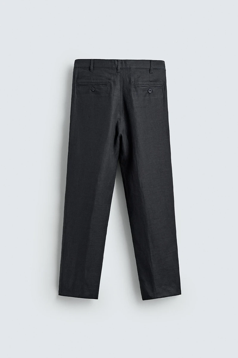 100% LINEN PLEATED PANTS