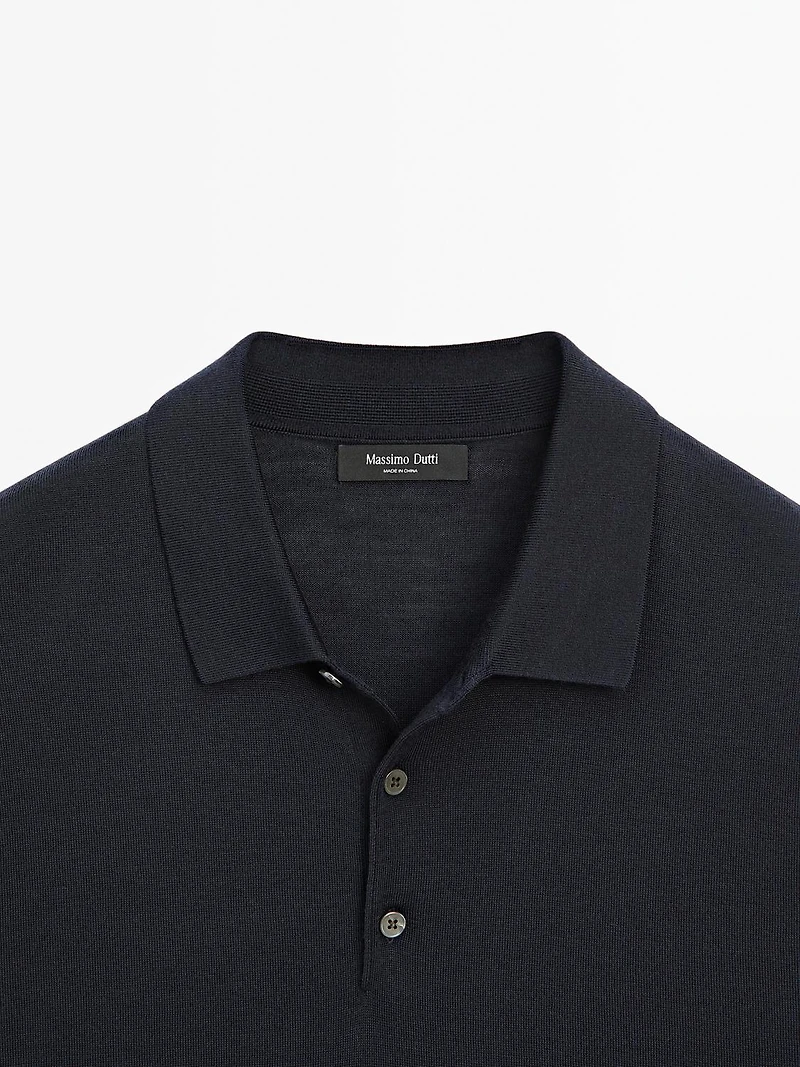 Polo en maille de laine mélangée à manches courtes