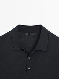 Polo en maille de laine mélangée à manches courtes