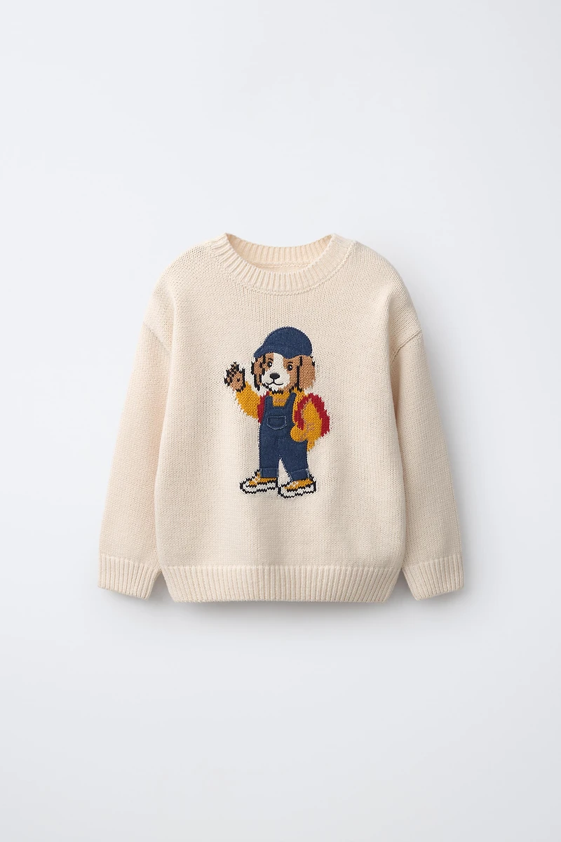 EMBROIDERED DOG KNIT SWEATER