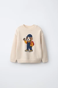 EMBROIDERED DOG KNIT SWEATER